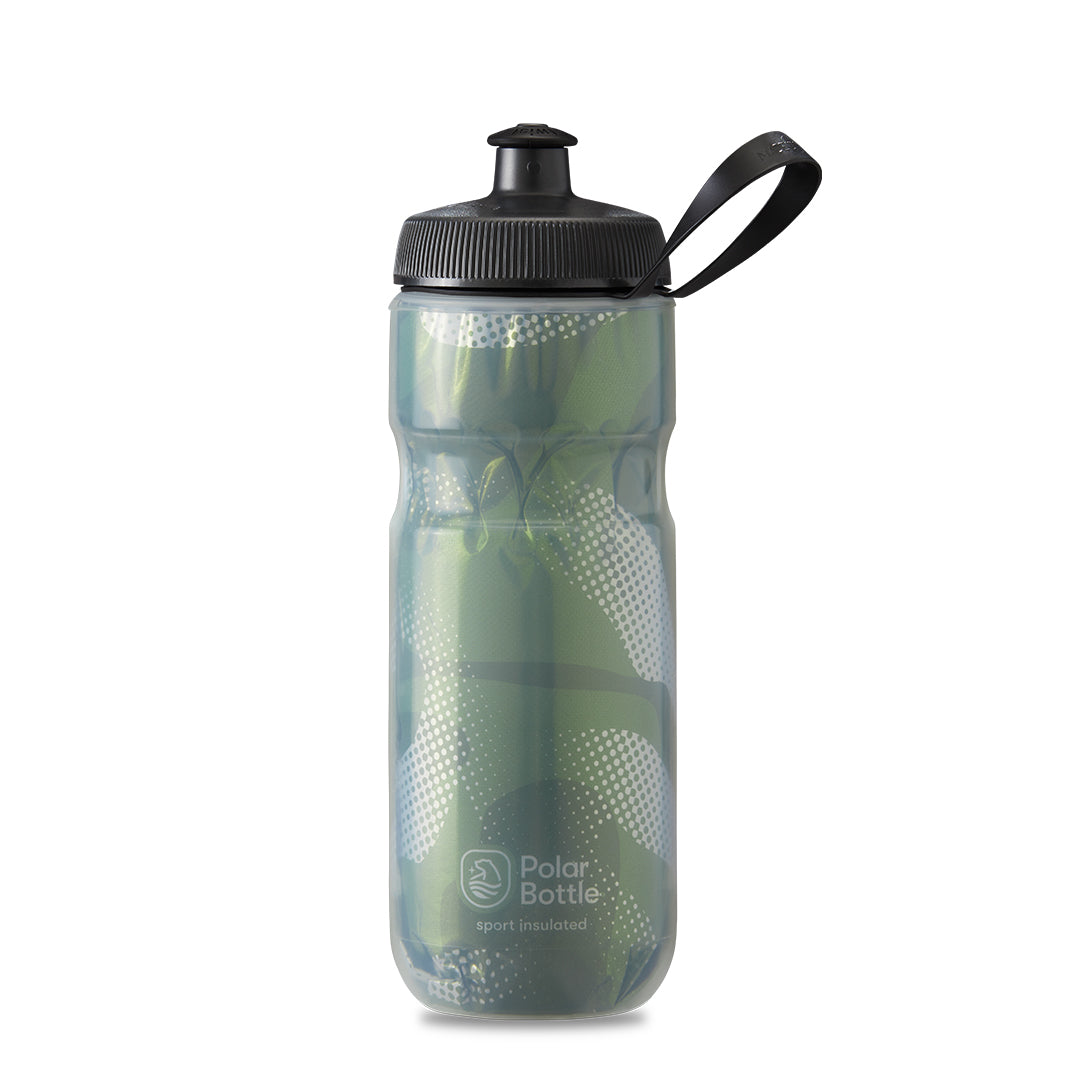 Polar Bottle Sport Insulated Water Bottle 20oz Contender Olive/Silver